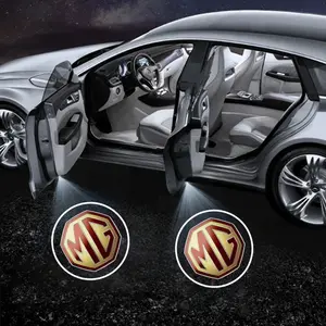 4-Pack MG Logo Car Door LED Welcome Projector Lights, Compatible with MG 3/MG 5/MG 6/MG HS Series Vehicles, Peel-and-Stick Non-Destructive Drill-Free Waterproof Courtesy Lights