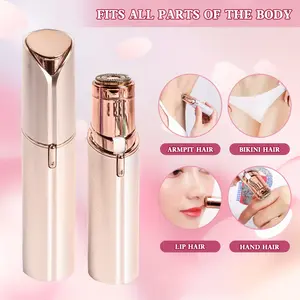 Facial Hair Remover for Women - as Seen on TV Painless Face Shaver - Electric Hair Removal Device for Face Lips Peach Fuzz with light and 2 Replacement Heads