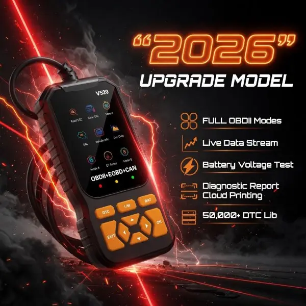 V520 Professional OBD2 Scanner USB Code Reader Engine Fault Diagnostic Tool Battery Tester for All OBDII Cars 1996+ 10 Languages