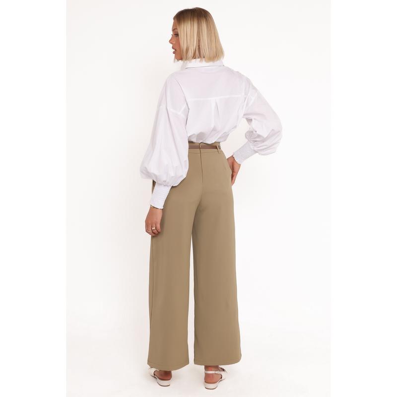 Ceres Belted Wide Leg Pant - Olive