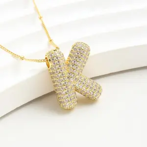 Cubic Zirconia Alphabet Necklace, Fashion Jewelry Jewelry for Parties & Birthdays