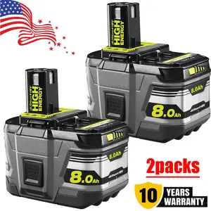 High quality 2x 8.0AH For RYOBI P108 18V One+ Plus High Capacity Battery 18 Volt Lithium-Ion