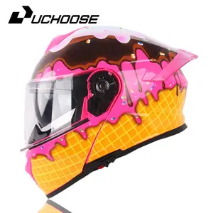 Uchoose DOT Approved Full Face Helmets Crash Motorbike Protective Gear Wearable Helmet Men Women Flip Up Helmet Motorcycle Double Sun Visor
