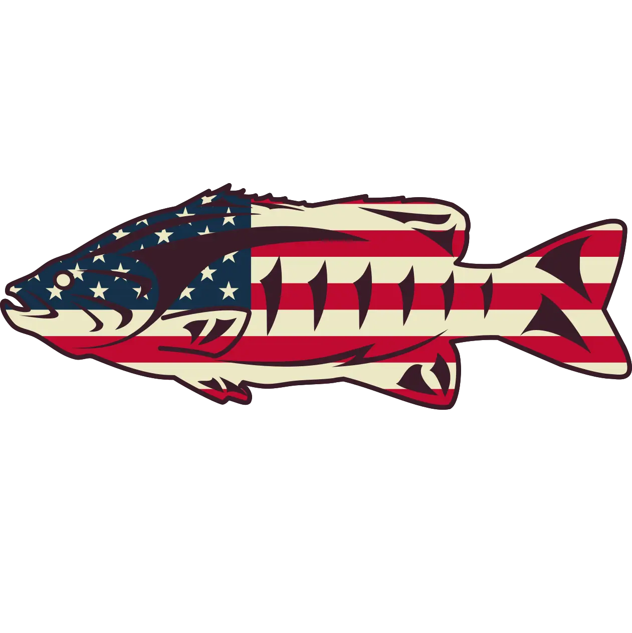 Smallmouth Bass Decal - USA Flag - Bass Fishing Sticker - Fishing Gifts
