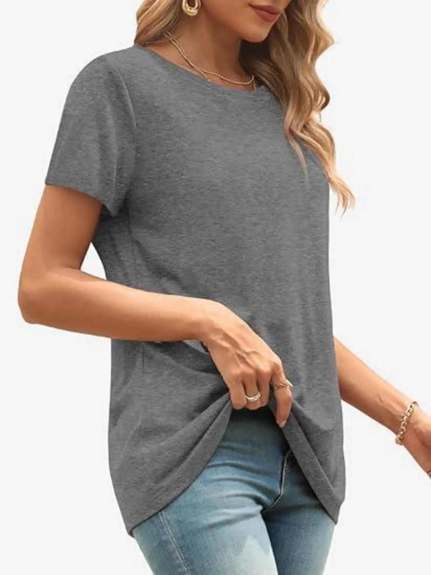 Women's short sleeve basic tees, high quality stretchy fabric,great for daily outfits