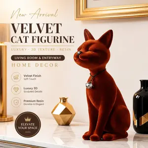 Egyptian Cat Statue, Resin Material, Faux Fur Surface Treatment, Decorative Sculpture, 12.2 Inches, Ideal for Home Décor, Gift Idea