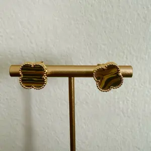 Golden Brown Pattern Stainless Steel Earrings with Elegant Design and Durable Construction for Everyday Wear