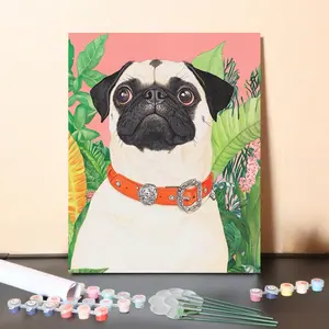 DIY Paint by Numbers Set - "Mopsblick"