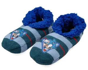 Sonic The Hedgehog Boys' Plush-Lined Non-Slip Slipper Socks For Boys And Girls