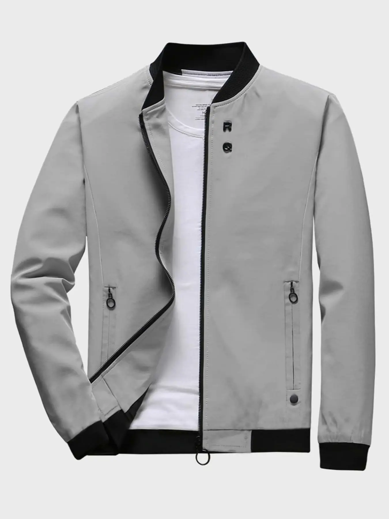 Men's Fashionable Fitted Bomber Jacket, Fall Jackets, Long Sleeve, Comfortable & Stylish Design, Perfect for Casual or Sports, Ideal for Men's Wardrobe Essentials