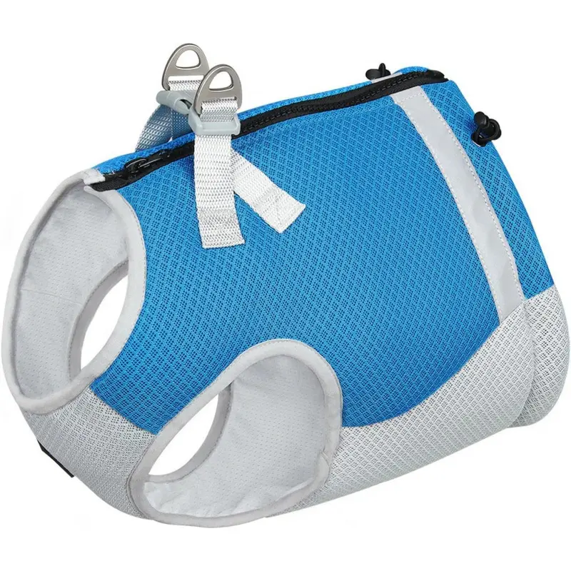 Blue Small Dog Cooling Vest Harness with D-Ring & Zipper Adjustable Reflective No-Pull Dog Harness Instant Cooling Puppy Vest for Outdoor Hunting Training Camping S