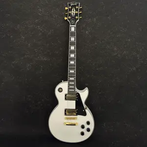 White LP Electric Guitar HH Pickups Gold Hardwares Solid Wood Body for Professional Musicians and Recording Studios