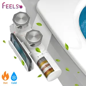 FEELSO Hot & Cold Water Bidet Attachment With Filter, 3 Cleaning Modes No-Electric Easy Install Bathroom Accessory, Reduce Toilet Paper, Daily Bathroom Hygiene Essential