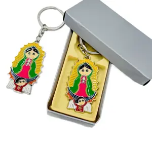 12pcs Virgen de Guadalupe Keychain Baptism Favors Cartoon Characters High-Quality Compact Size for Keyschain