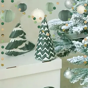 16Pcs Green and White Paper Lanterns, Party Decoration with Tape and Rope, Hanging for Bridal Gifts, Graduation Ceremonies, Wedding, Tropical, Birthday Party Supplies