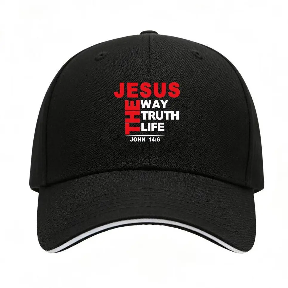 Christian Dad Hat - Jesus The Way Truth Life John 14:6 Religious Bible Verse Baseball Cap, Christian Graphic Hats, Faith-Based Graphic Hats