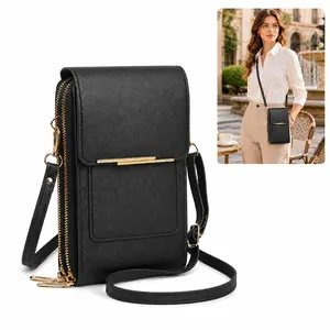 Touchscreen Phone Crossbody Bag, Anti-Theft Leather Bag, Women's Touch Screen Mobile Phone Messenger bag, Cell Phone Crossbody Bag for Women