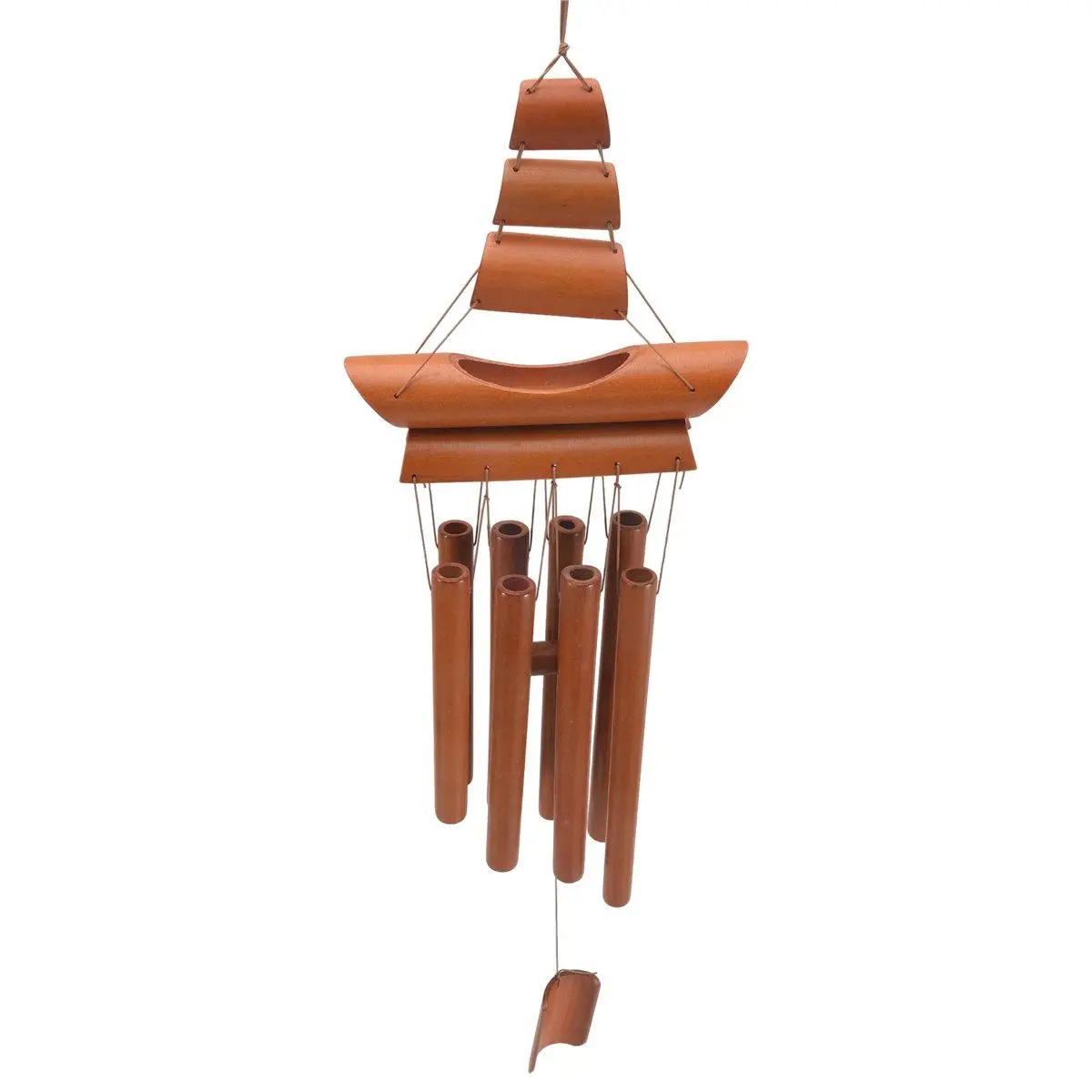 Bamboo Wind Chime Handmade Natural Ring Home Decor Wind Chime Hanging Ornament Outdoor Yard Wind Bell