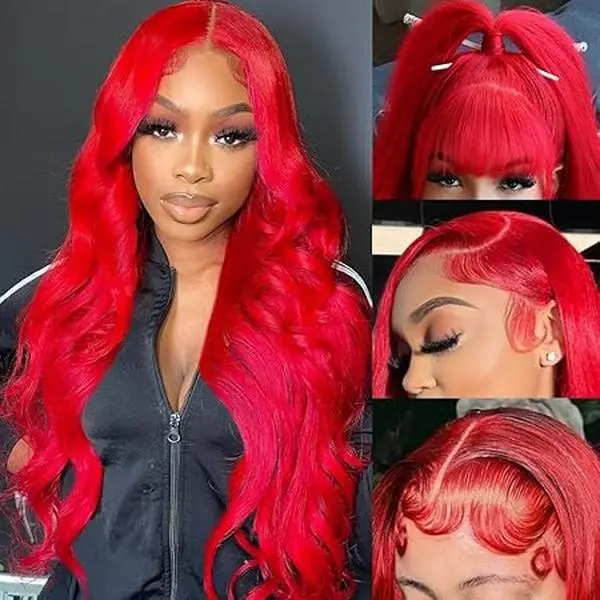 Red Lace Front Wigs Human Hair Pre Plucked 13x6 Body Wave Colored Red Human Hair Wig Hd Lace Frontal Wigs Human Hair 180% Density Glueless Wigs 30 Inch