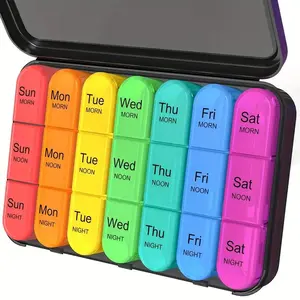 7 Day Pill Organizer, 1 Count Portable Weekly Pill Box, Pill Storage Box for Vitamins and Medication, Home Organizer for Pill, Healthcare, Medicine Organizer