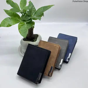 Men's PU Leather Business Fashion Minimalist Wallet, Slim Short Billfold with Zipper & Snap Closure, Multi-Color Options - PulseVision Shop, Zipper Wallet Design