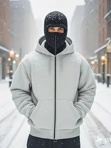 Men's Full Zip Heavyweight Hooded Sweatshirt, Athletic Hoodies, Workout Hoodie, Long Sleeve, Front Zip Design, Loose Fit, Casual Comfy Warm Winter Wear, Ideal for Gym, Outdoor, Daily Use, Menswear