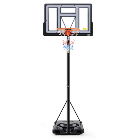 Sweetcrispy Height-Adjustable Portable Basketball Hoop for Adults & Different Ages - 10FT Height, 44in Shatterproof Backboards, Shock Rim, Steady Fillable Base (Sand/Water), 2 Wheels for Easy Transport, Quick Setup - Garage, Outdoors Use
