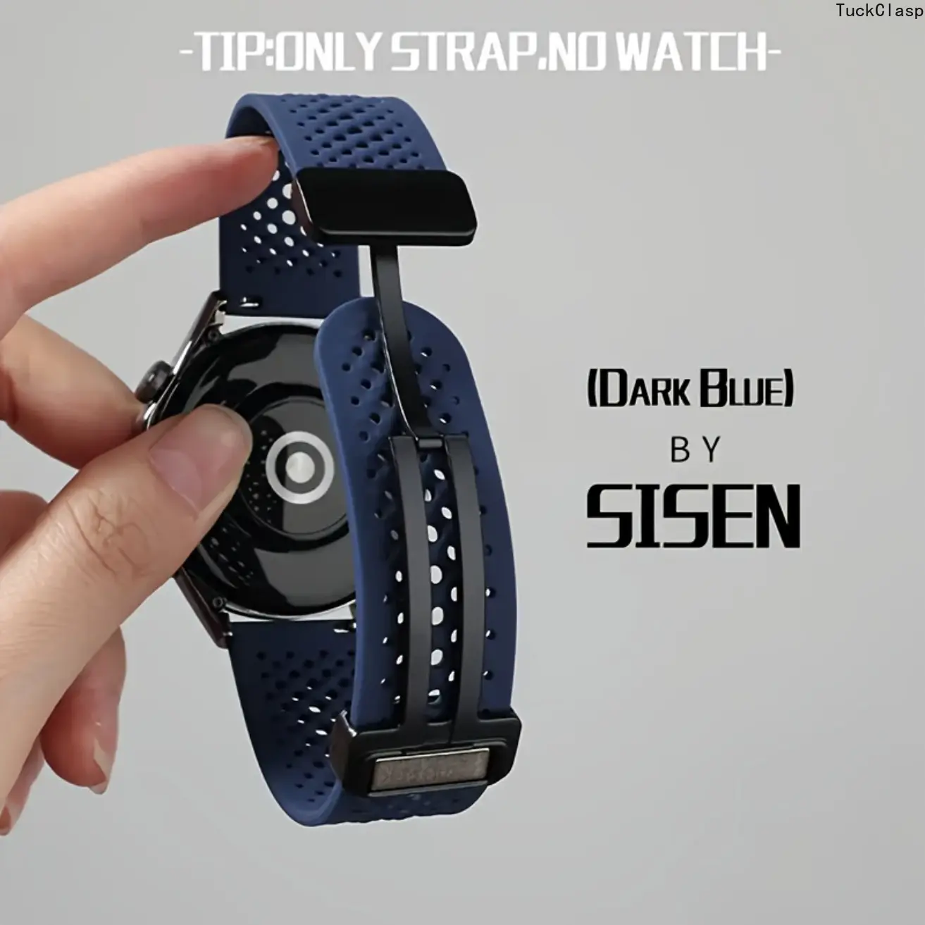 Dark Blue Silicone Magnetic Watch Band – Fits Garmin Forerunner 255/265/55, Venu 3/2 Active, Galaxy Watch 6/5/4, Xiaomi Mi S4/S3/S2/S1 Pro, 20/22mm Replacement Strap for Summer Rotation