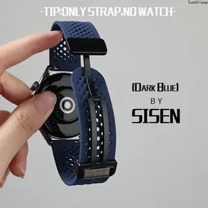 Dark Blue Silicone Magnetic Watch Band – Fits Garmin Forerunner 255/265/55, Venu 3/2 Active, Galaxy Watch 6/5/4, Xiaomi Mi S4/S3/S2/S1 Pro, 20/22mm Replacement Strap for Summer Rotation