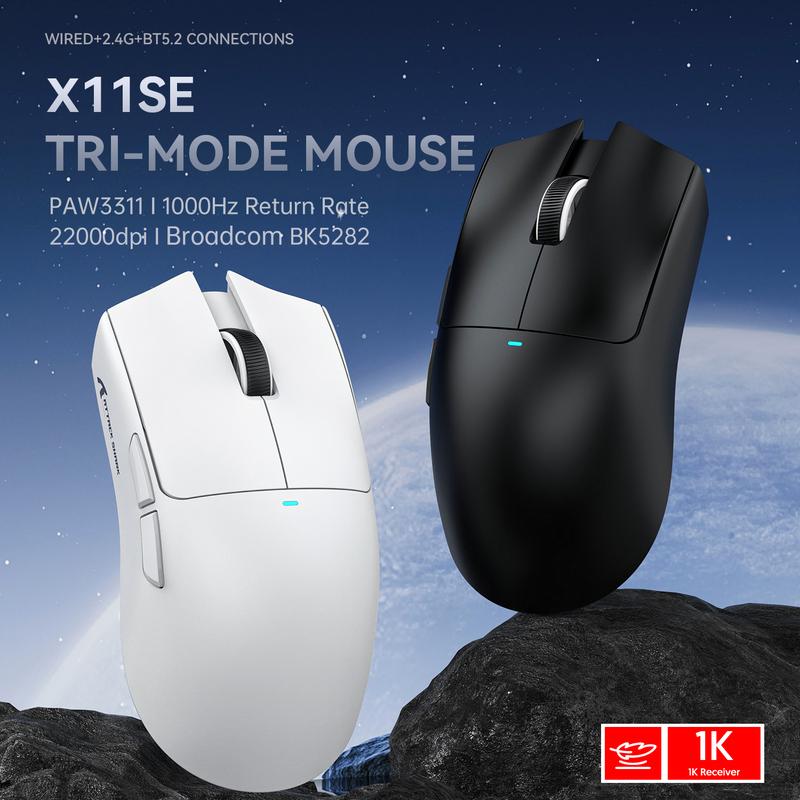 ATTACK SHARK X11SE Wireless Gaming Mouse ATTACK SHARK X11SE Gaming Mouse, PixArt PAW3311 Gaming Sensor, BT/2.4G Wireless/Wired