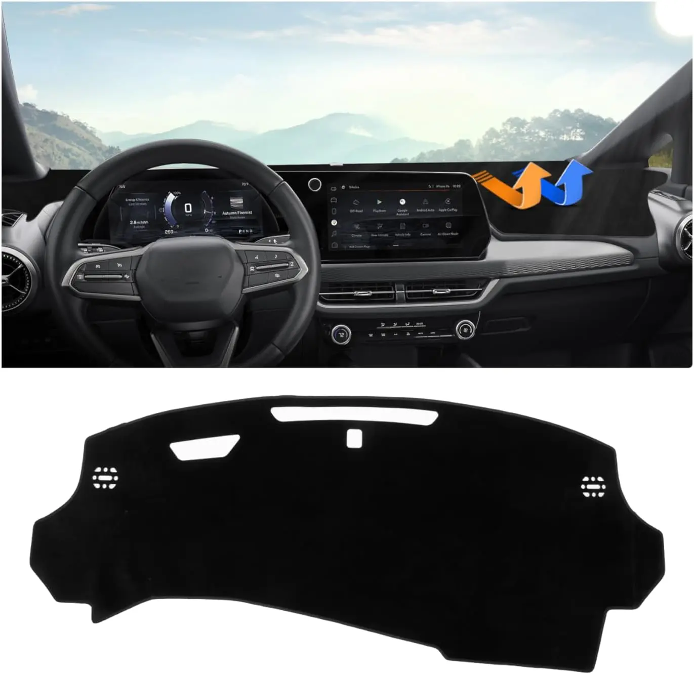 KUST Velvet Exact Cutout Dashboard Cover Mat for Chevy Chevrolet Equinox EV 2024-2026, Non-Slip Car Interior Kit, Sun Protection Accessory with Easy Installation, Keeps Dashboard Cool, Shields UV Glare, Custom Fit