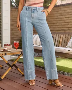 Wide Leg Jeans for Women Trendy High Waist Straight Leg Baggy Jeans Stretchy Denim Pants Trouser Jeans
