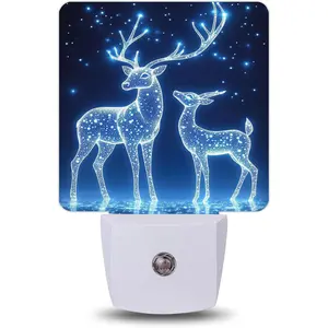 Night Light, Christmas Reindeer Night Lights Plug into Wall for Bedroom Bathroom Hallway Kitchen, Dusk to Dawn Sensor Decorative Gift for Women Men, Energy Efficient Desk Lamp