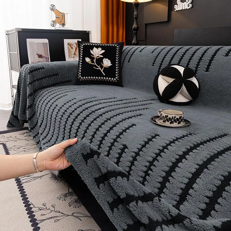 Plush Sofa Cover, 1 Count Soft Comfortable Sofa Towel, Couch Protector for Home Living Room Bedroom Hotel Dormitory Decor