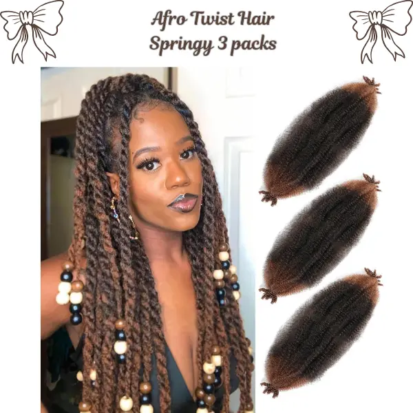 24 Inch Afro Twist Hair Extensions 3 Pack | Pre Fluffed Spring Twist Hair | Soft Locs & Passion Twist Braiding Hair | Pre Separated Crochet Hair Extensions T30#