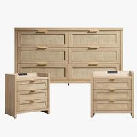 6 Drawers Dresser and Nightstand Set（Light Oak）