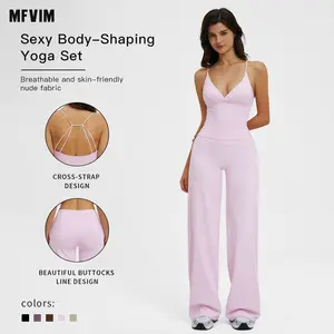 MFVIM Women’s Yoga Set with Dual Shoulder Straps, Premium-Feel Sportswear, for Running & Exercise, Athletic Fashion Activewear, Colorblock Fleece Fabric