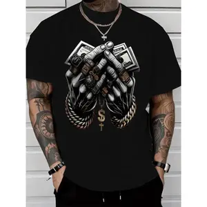Comfort Fit Cotton Tee Featuring Trendy Dollar And Ring Graphics Unisex Casual Streetwear T-Shirt