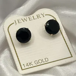 14K Stud Black CZ