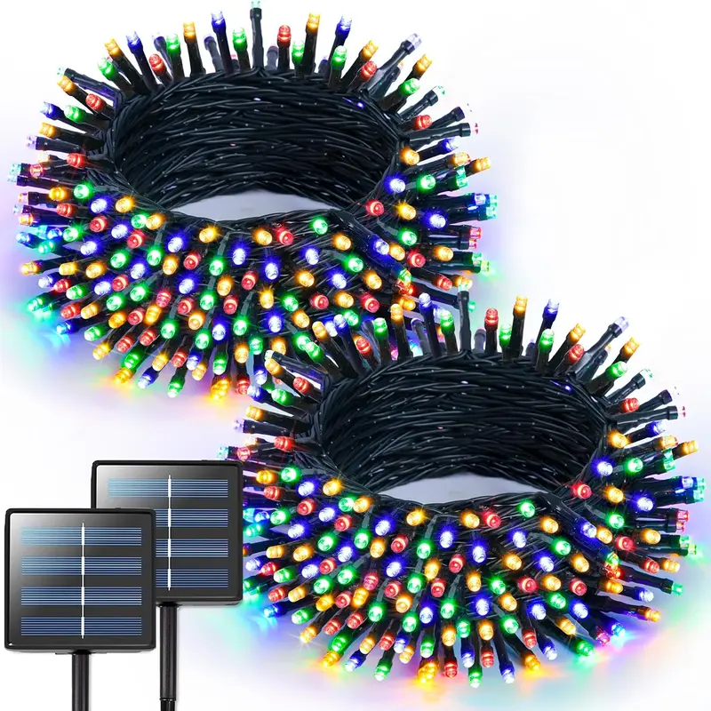JMEXSUSS 2-Pack Solar Outdoor Lights - 400 LED, 151FT Waterproof Stake Set, 8 Modes, Memory Mode, Multicolor Mood Lighting for Patio Decor & Outdoor Decoration