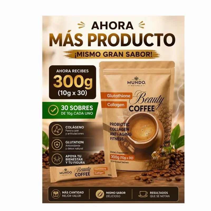 Mundo Naturals Beauty Coffee Collagen Blend 300g Instant Mix with Glutathione & Probiotic Smooth Taste Beverage for Daily Wellness