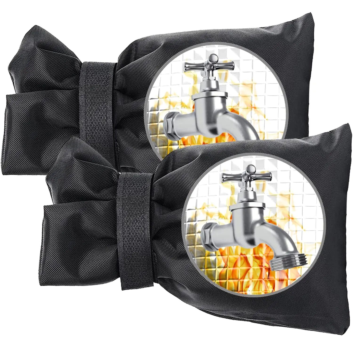 Outdoor Faucet Covers for Winter, 8.3"H x 6"W Thickened Outside Garden Faucet Socks for Freeze Protection, Reusable Insulated Faucet Covers, 2 Pack, Black