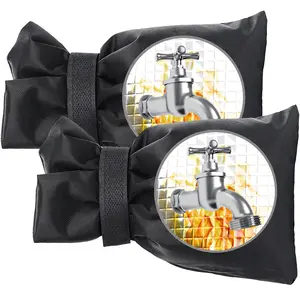 Outdoor Faucet Covers for Winter, 8.3"H x 6"W Thickened Outside Garden Faucet Socks for Freeze Protection, Reusable Insulated Faucet Covers, 2 Pack, Black