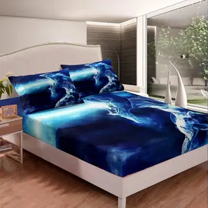 Feelyou Cool Ice Dragon Print Microfiber Fitted Sheet Set - Twin-Size Microfiber Bed Sheets, Vibrant Trippy Western Bedding, Deep Pockets, Comfy for Bedrooms