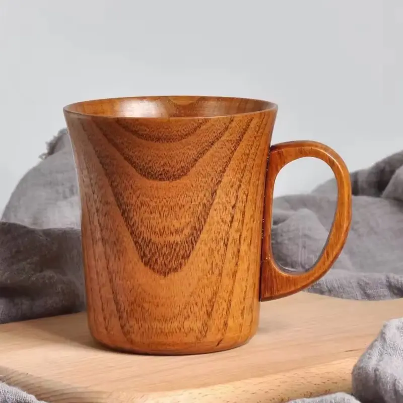 1PC Japanese Creative Wooden Jujube Sour Wood Cup - Handmade Primitive Natural Handle Mug for Coffee, Tea