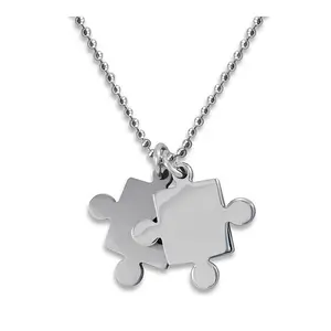 Autism Awareness Jigsaw Puzzle Pieces Steel Necklace