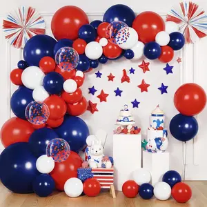 Red White and Blue Balloon Arch Kit,Red and Blue Confetti Balloon,Navy Blue Party Balloons for Birthday Graduation Ceremony New Year Anniversary Celebration Decorations