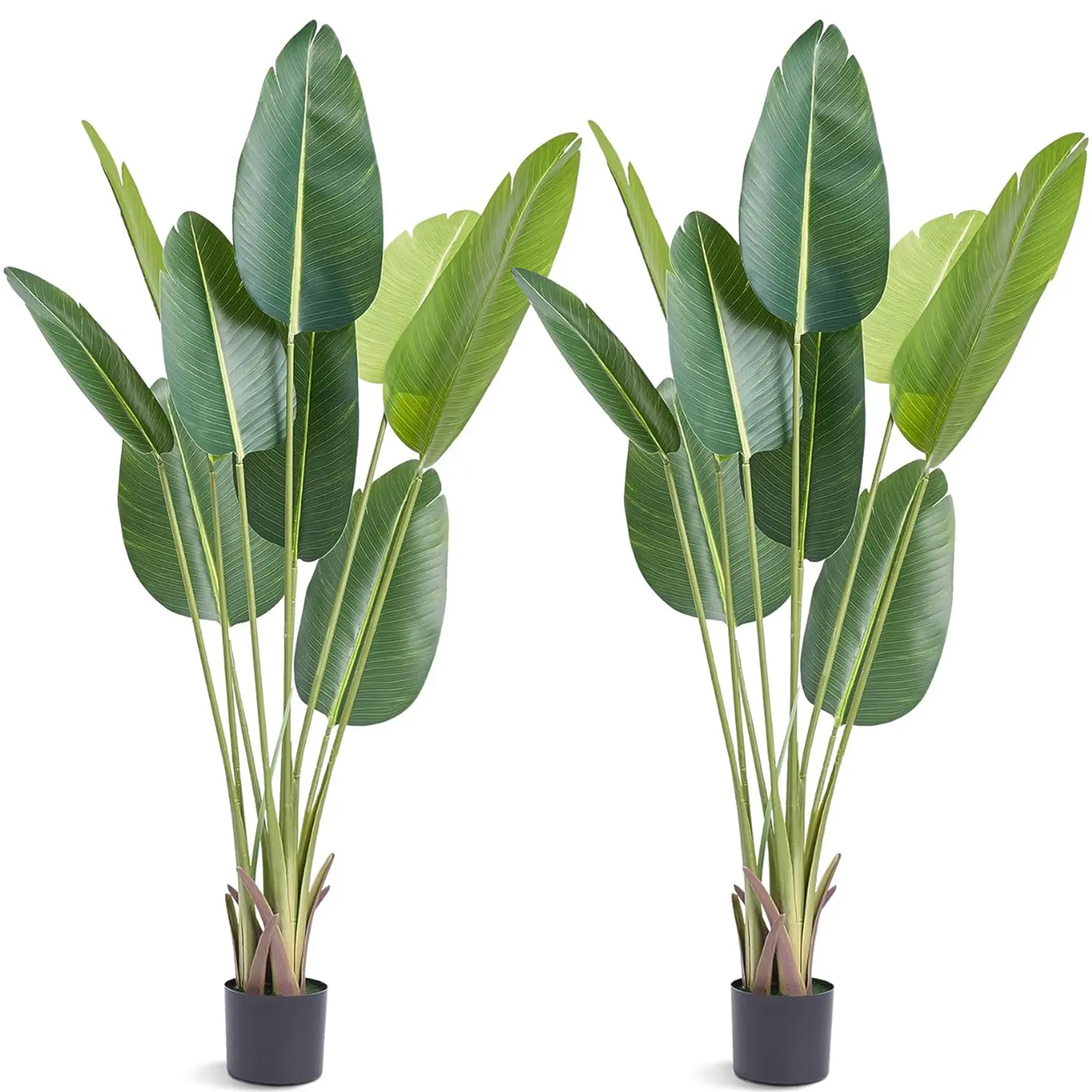 Decorative 2-Pack 5ft (60-Inch) Faux Bird of Paradise Trees, UV-Resistant Plastic Lifelike Tropical Potted Plants with Dried Moss, Waterproof Artificial Plants for Home, Balcony Decor, Ideal Housewarming Gift