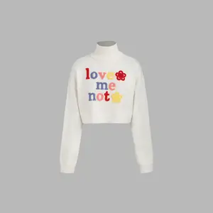 Cider [size 2-10] LOVE ME NOT High Neck Flower Knitted Crop Sweater