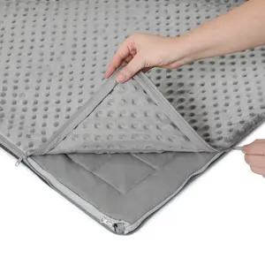 15 lb Weighted Blanket | Silky MicroPeach Fabric | 60”x80” | Queen Size | London Grey | Exclusive Stay-Put Zipper System